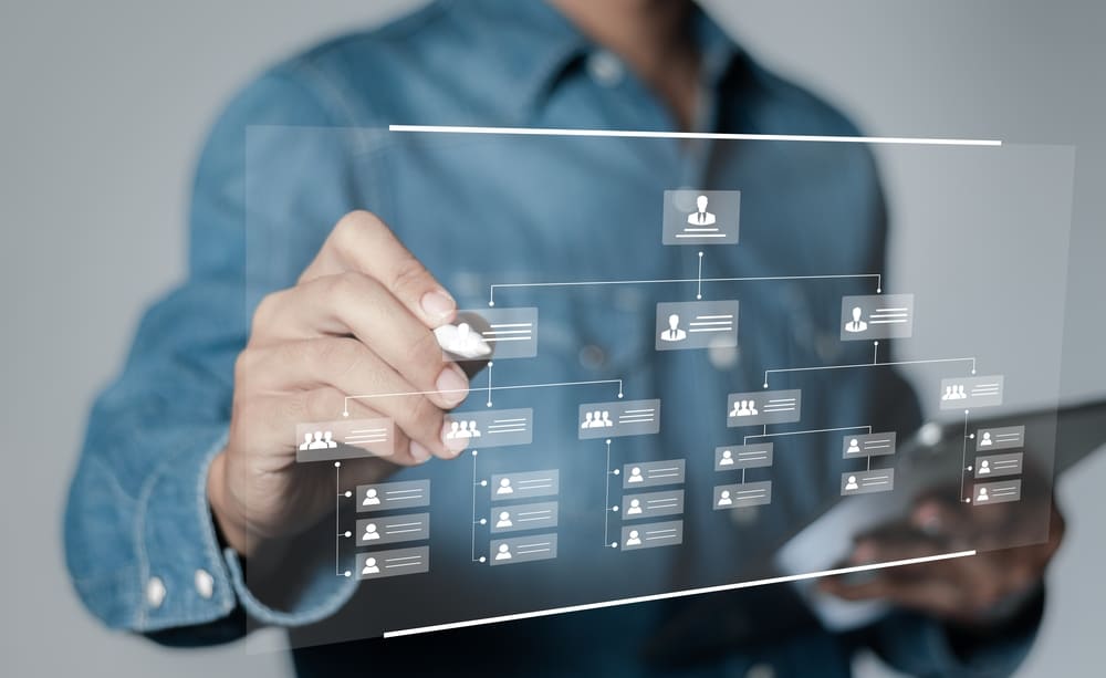 organigramme conçu sur une tabelle numérique